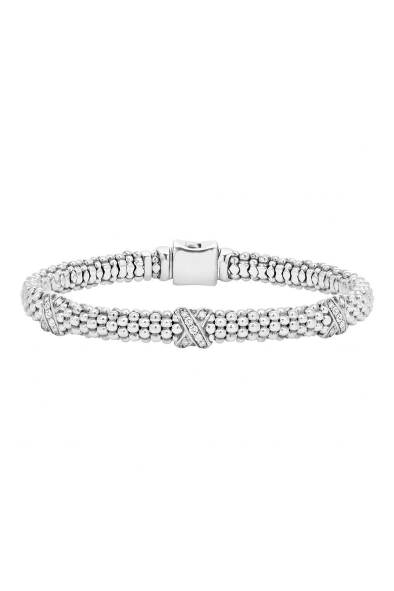 Signature Caviar Diamond Rope Bracelet, Main, color, STERLING SILVER