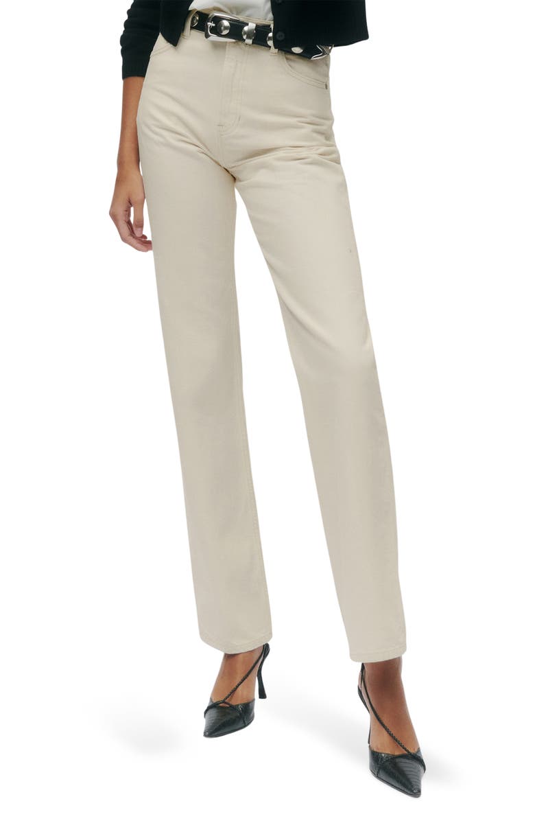 Reformation Abby High Waist Straight Leg Organic Cotton Blend Pants, Main, color,