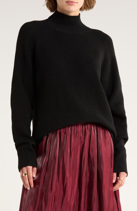 Raglan Sleeve Mock Neck Sweater