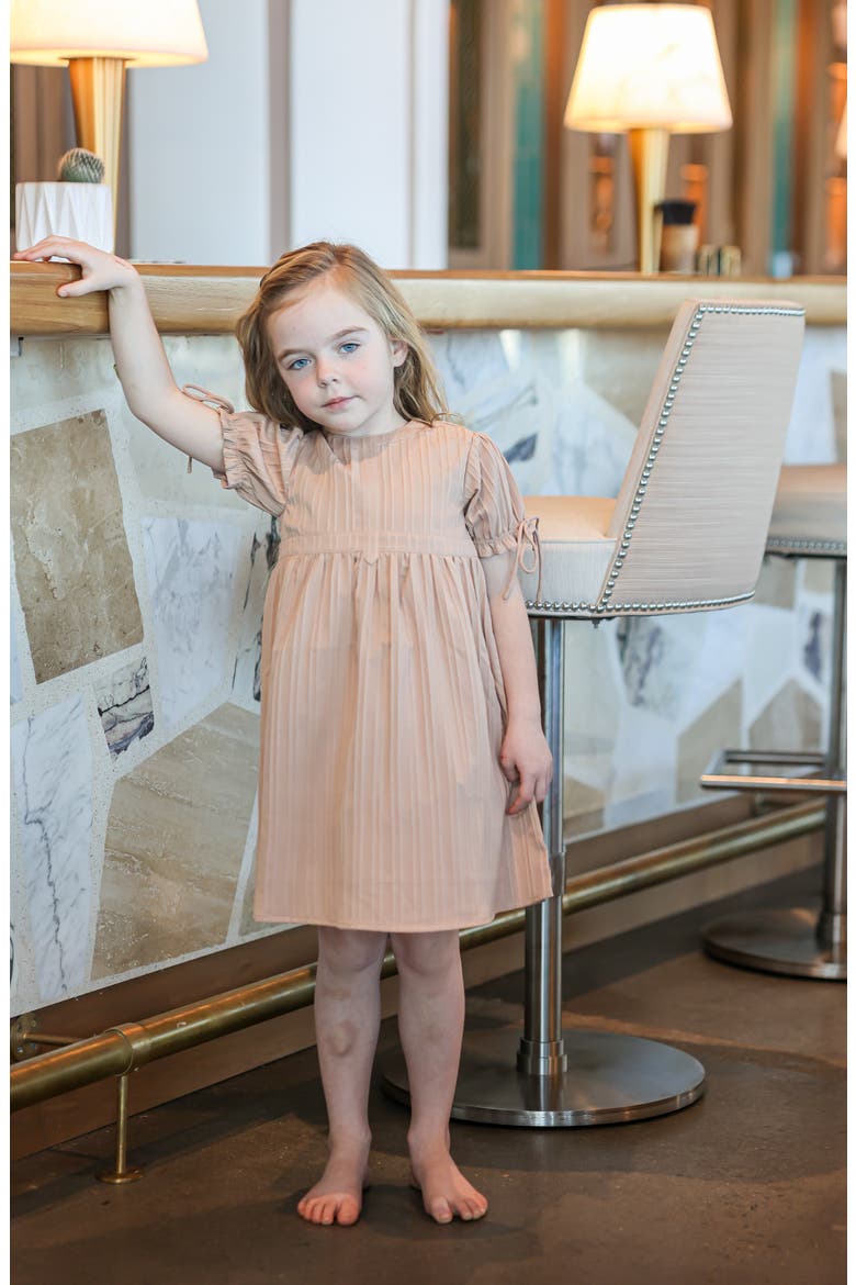 Kids' Puff Sleeve Cotton Blend Dress, Alternate, color, MAUVE