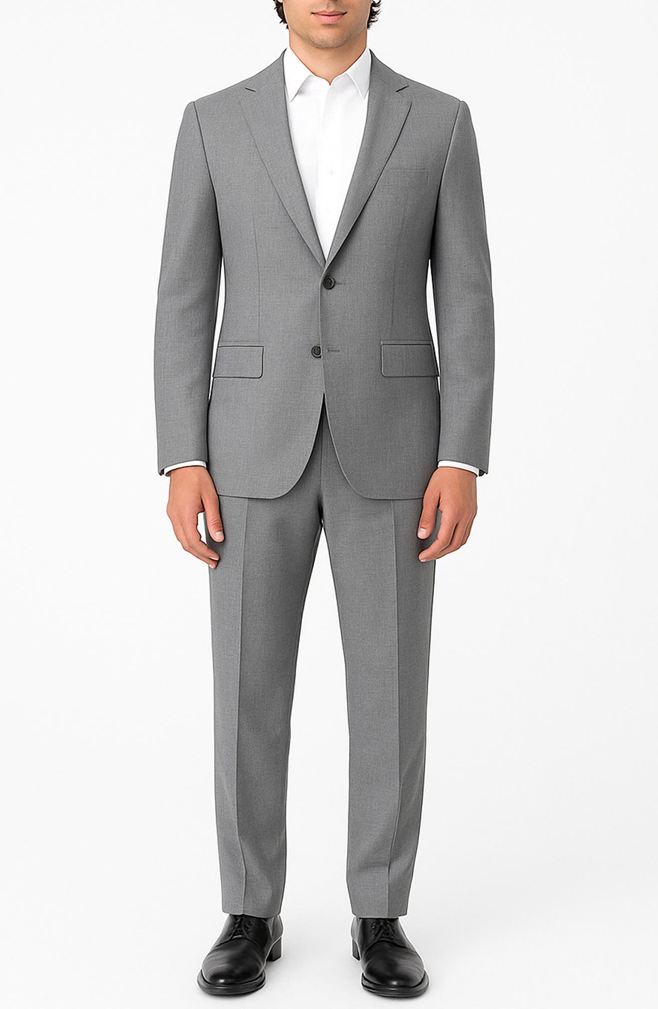 ZANETTI Slim Fit Grey Notch Lapel Stretch Suit