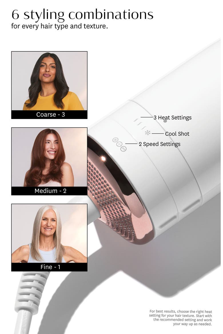 Airebrush Blow Dry Brush, Alternate, color, WHITE/ ROSE GOLD