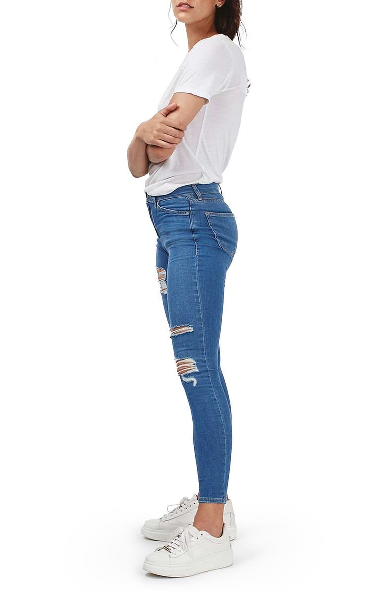 Topshop Moto Leigh Super Ripped Ankle Skinny Jeans, Alternate, color,