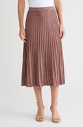Misook Lurex A-Line Soft Ribbed Knit Midi Skirt