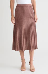 Misook Lurex A-Line Soft Ribbed Knit Midi Skirt