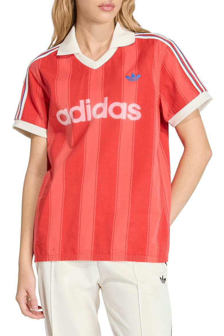 Striped Logo Cotton Jersey T-Shirt, Main, color, SEMI LUCID RED