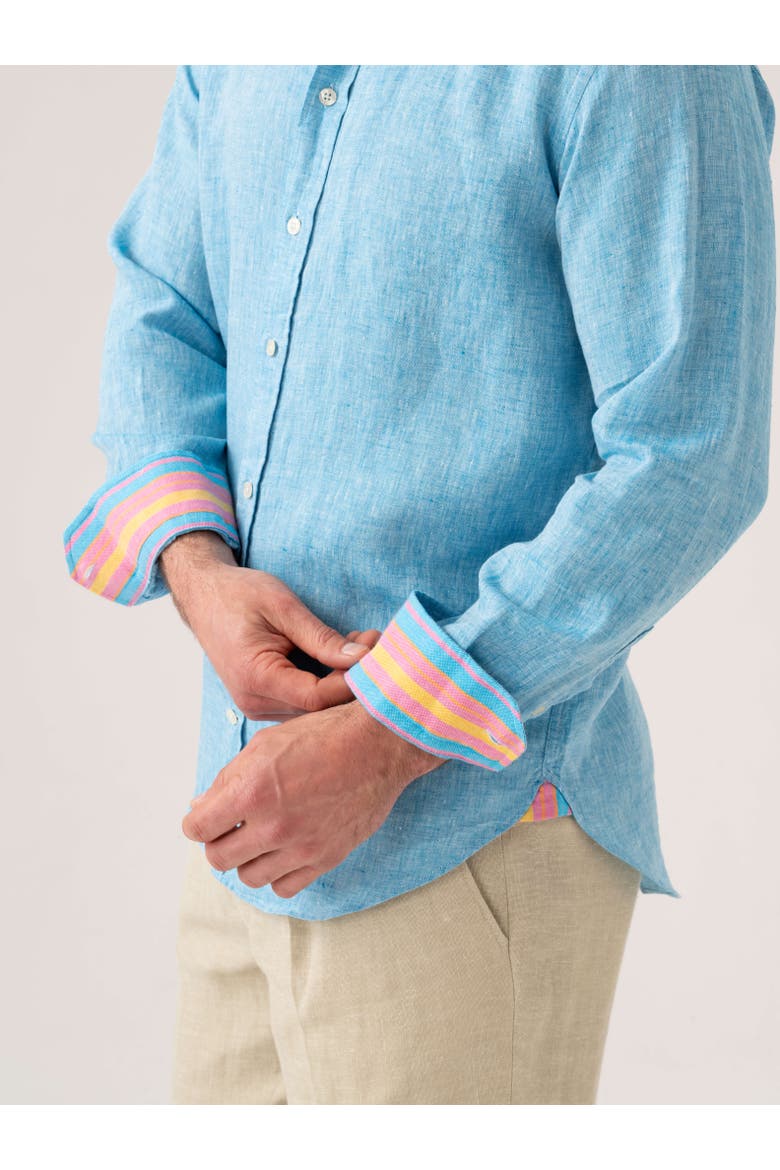 Classic Linen Long Sleeve Shirt, Alternate, color, Turquoise