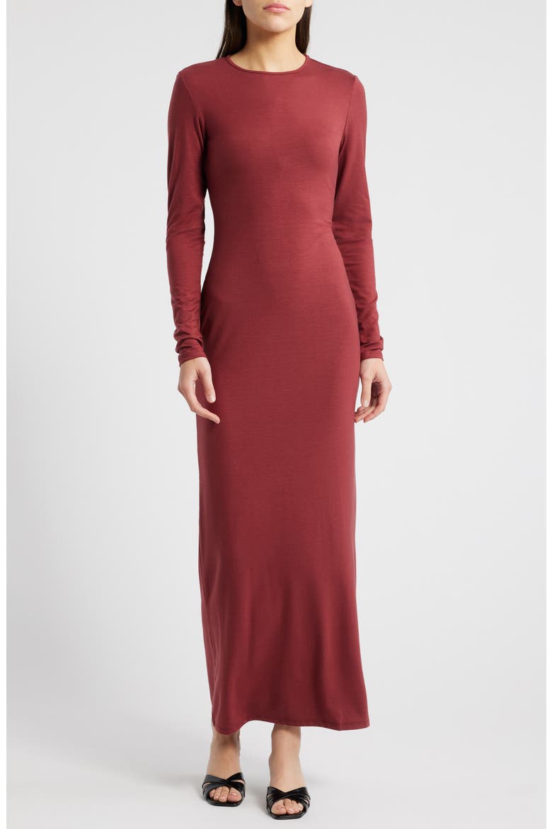 Tommie Long Sleeve Stretch Dress, Main, color, CHIANTI