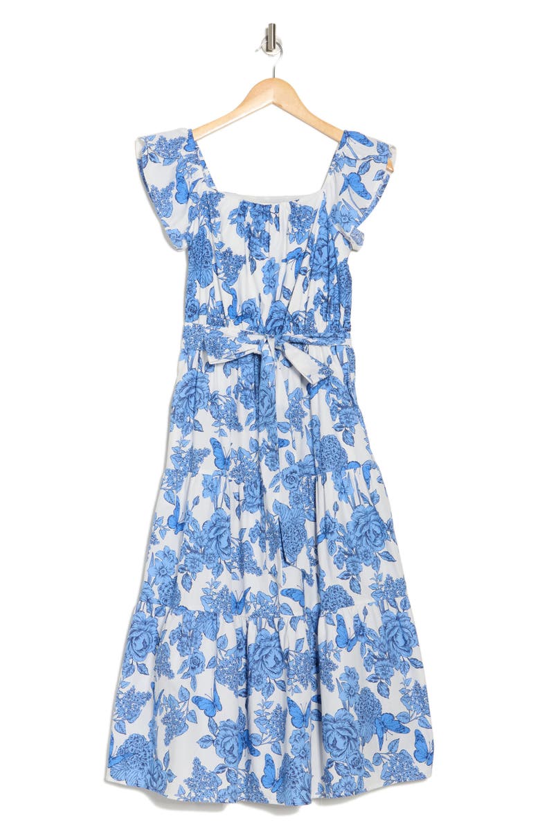 Eliza J Tulip Ruffle Sleeve Midi Dress, Alternate, color,