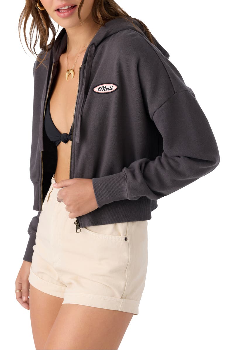 O'Neill Darcie Graphic Zip-Up Crop Hoodie, Alternate, color, 