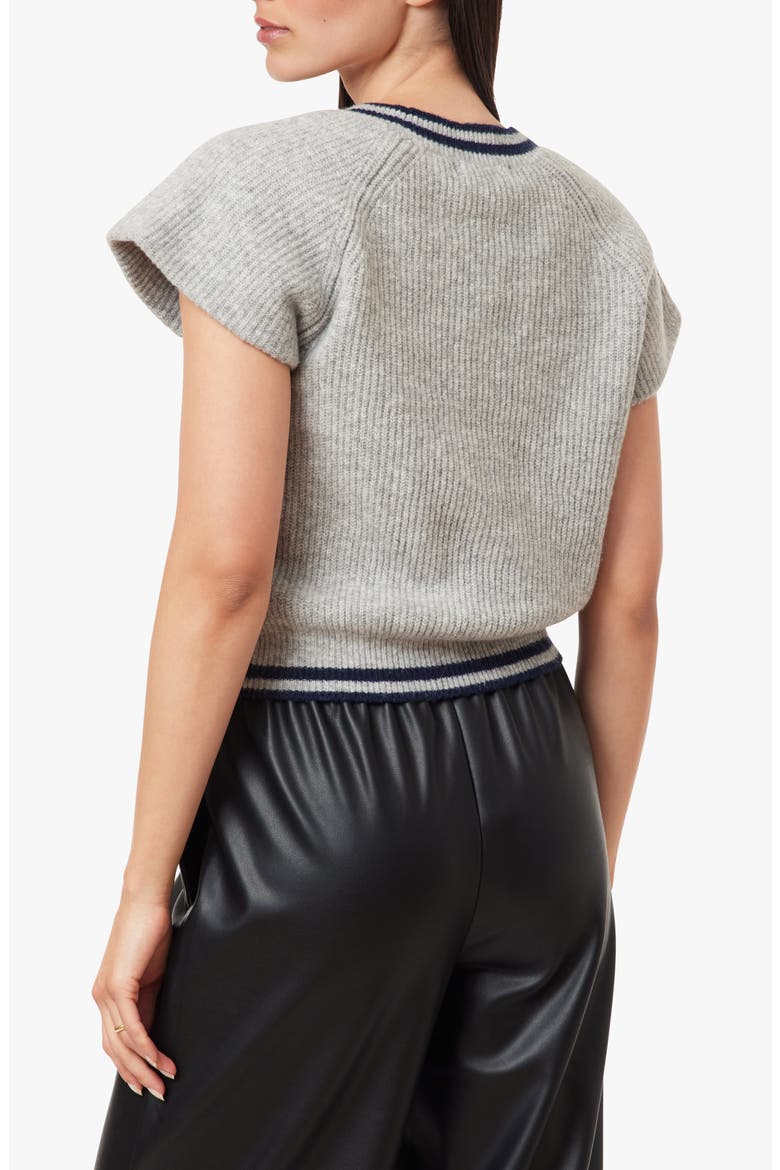 Ribbed Short Sleeve Sweater, Alternate, color, HEATHER GREY