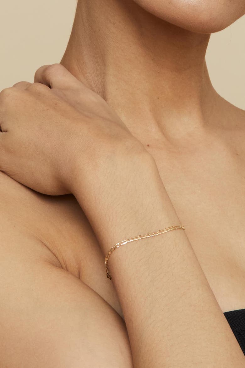 14K Gold Florentine Figaro Petite Bracelet, Alternate, color, Yellow Gold