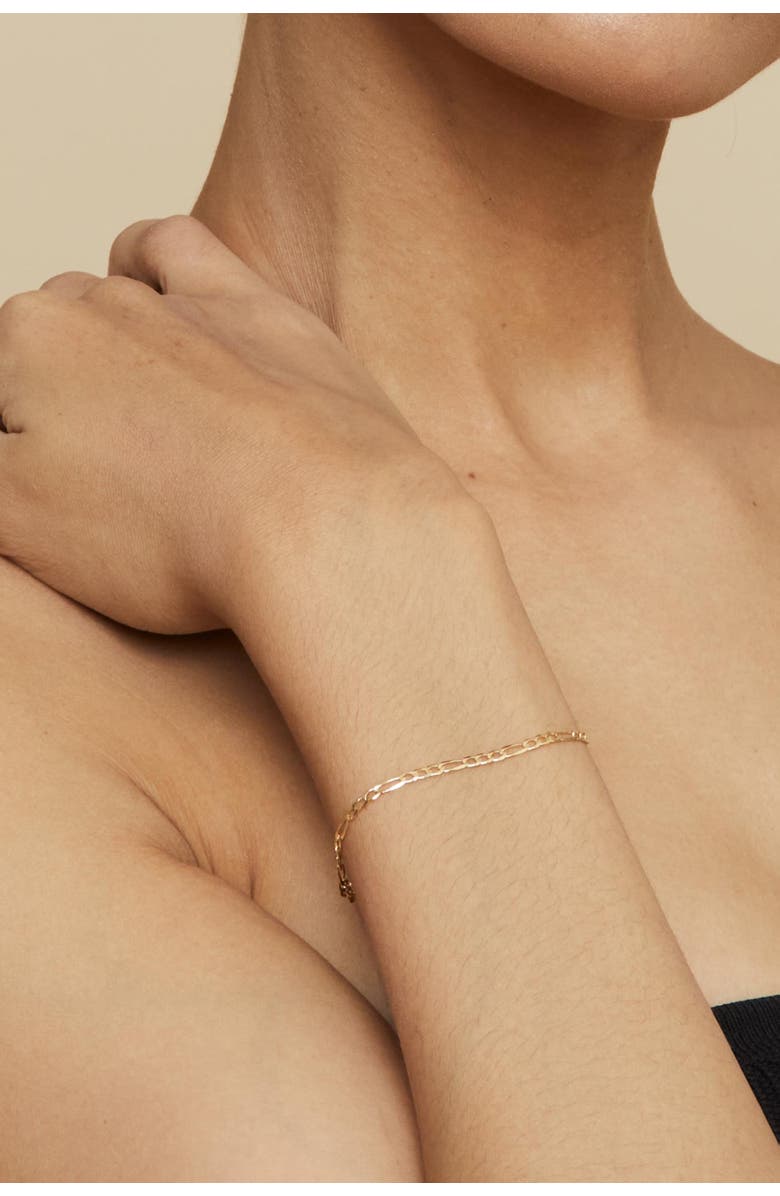 Oradina 14K Gold Florentine Figaro Petite Bracelet, Alternate, color, Yellow Gold