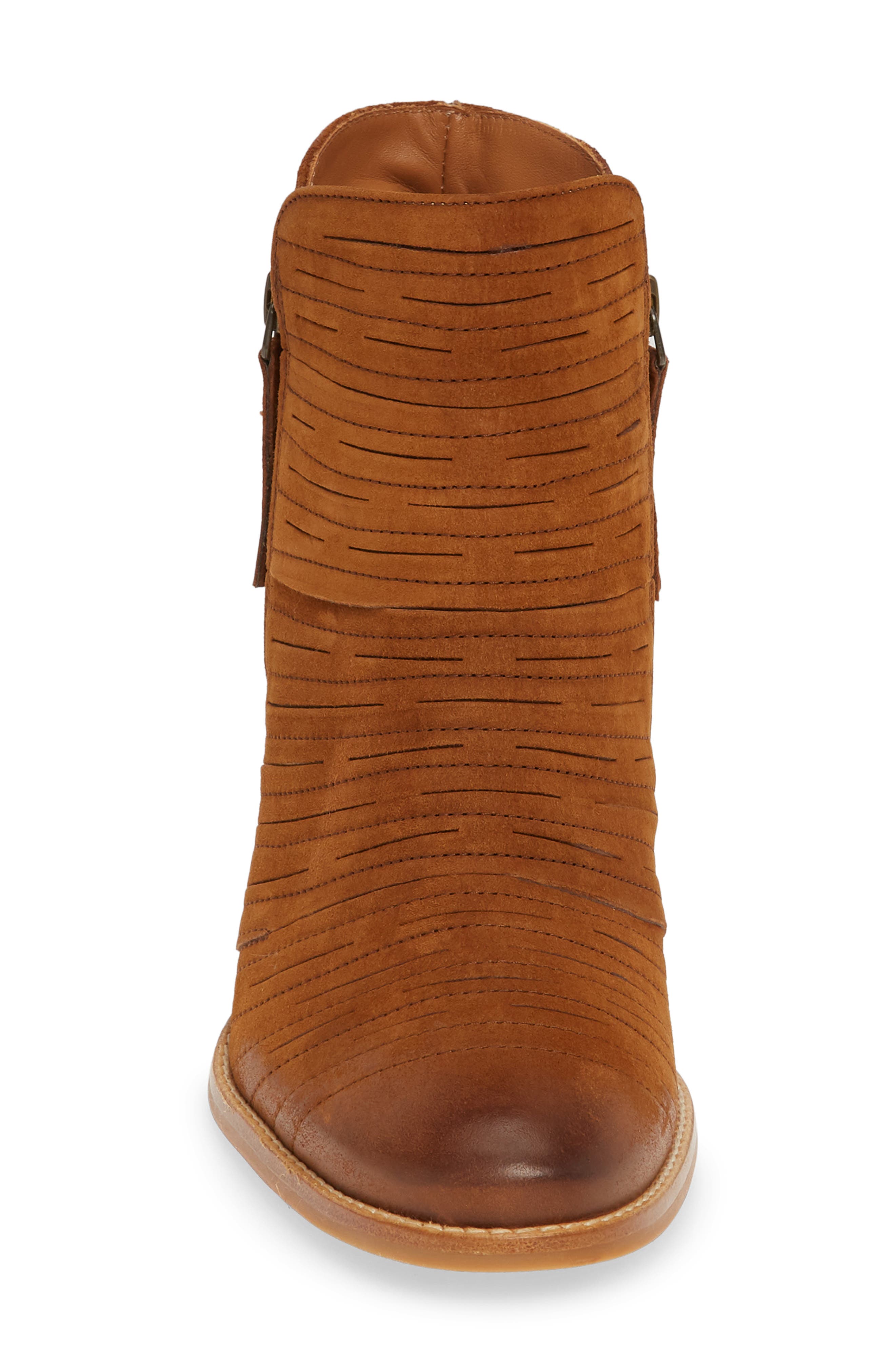 Malibu Sliced Zip Bootie, Alternate, color, COGNAC