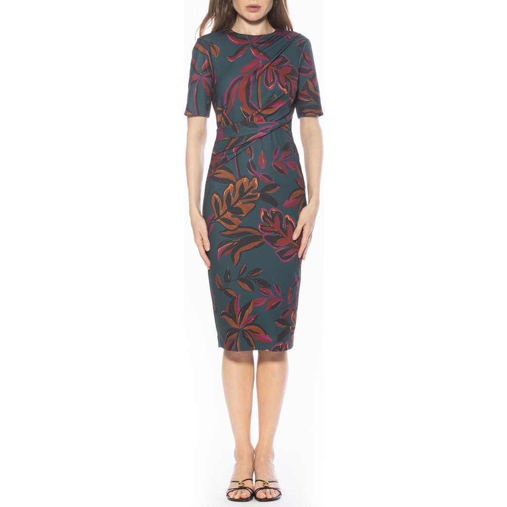 Alexia Admor Harper Short Sleeve Midi Sheath Dress In Green