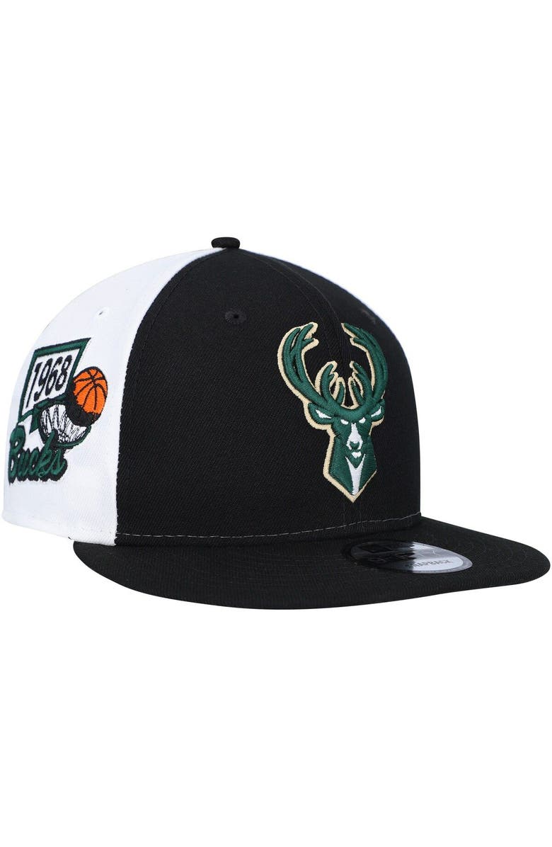 New Era Men's New Era Black Milwaukee Bucks Pop Panels 9FIFTY Snapback Hat, Main, color, 