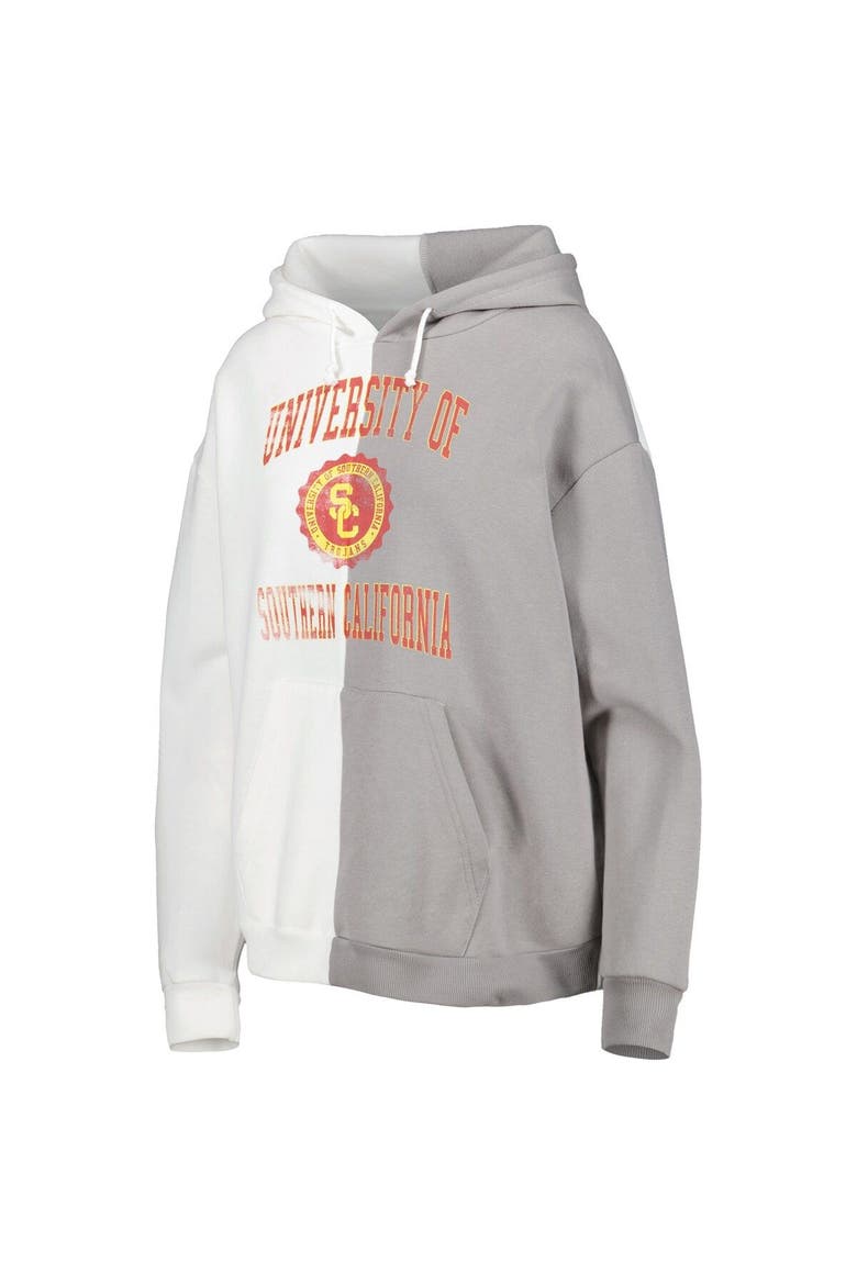 Women's Gameday Couture Gray/White USC Trojans Split Pullover Hoodie, Alternate, color, White
