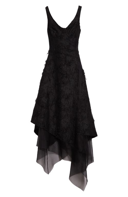 Jason Wu Collection Asymmetrical Fray Jacquard Midi Dress With Bustier In Black