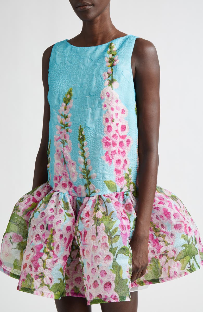 Oscar de la Renta Foxglove Sleeveless Silk Blend Fit 
Flare Dress, Alternate, color, Lilac/ Sky