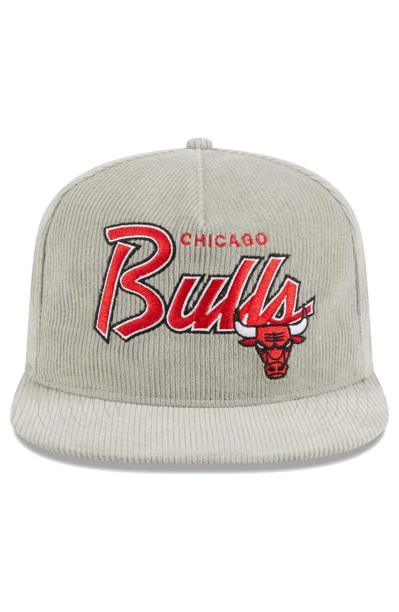 New Era Men's New Era Gray Chicago Bulls The Golfer Corduroy 9FIFTY Snapback Hat, Alternate, color,