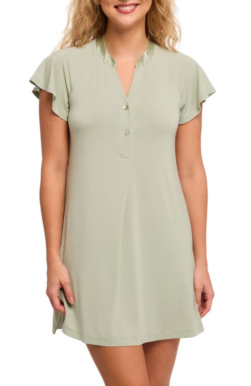 Fleur't Flutter Sleeve Sleep Shirt In Fern