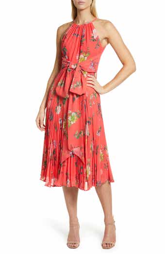 Floral Print Pleated Midi Dress