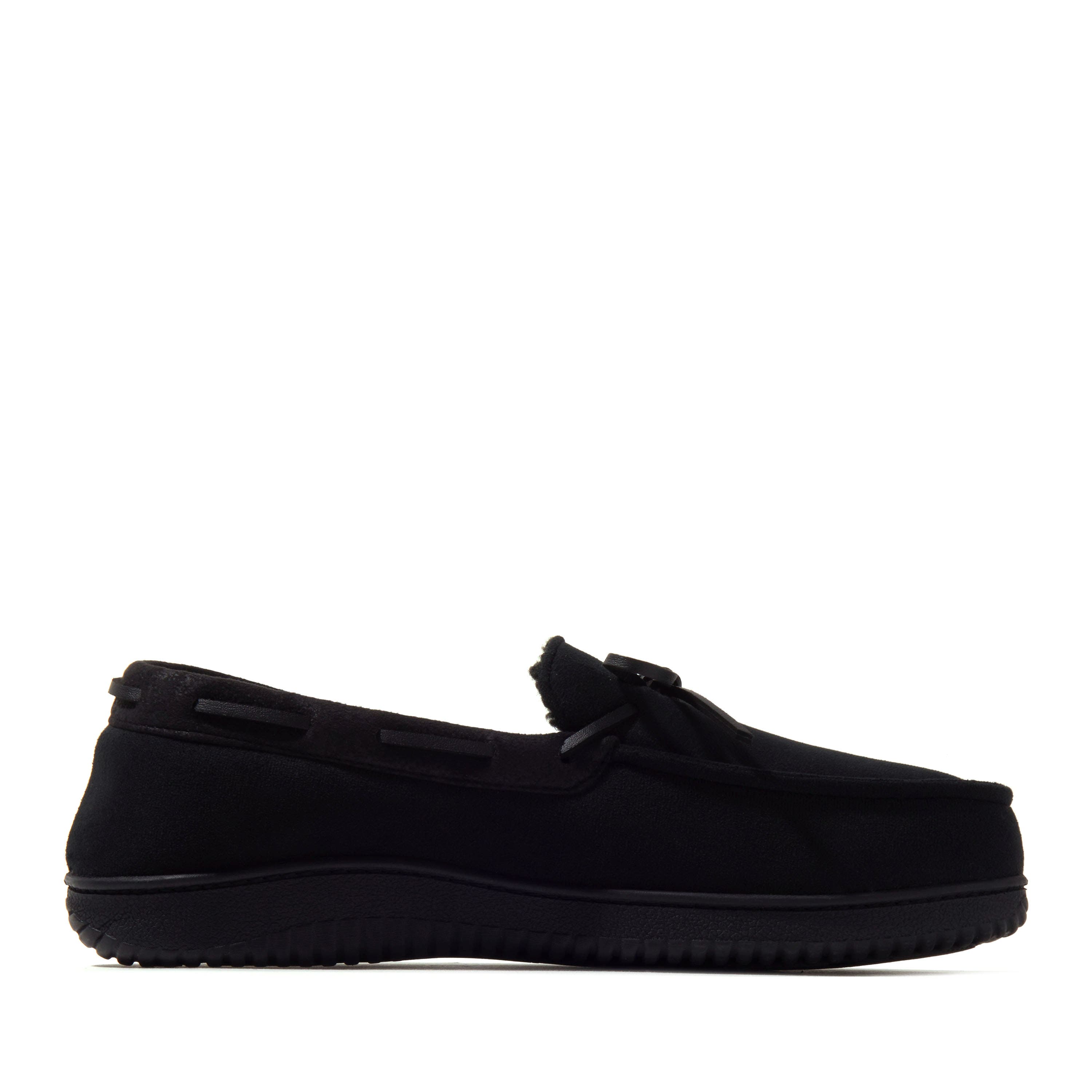 DEARFOAMS Pierce Microsuede Moccasin Slipper, Alternate, color, Black