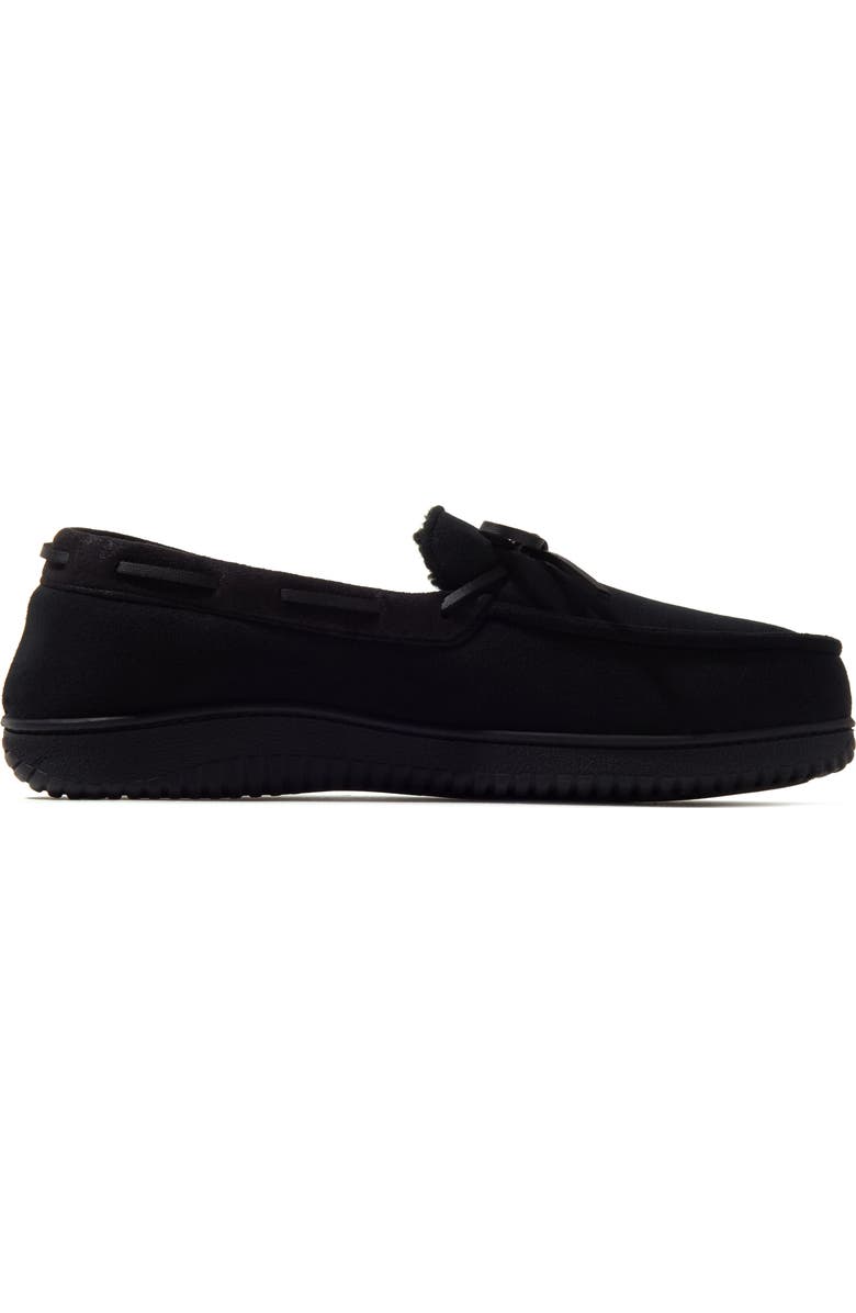 DEARFOAMS Pierce Microsuede Moccasin Slipper, Alternate, color, Black