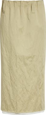NACKIYÈ Crayon Crinkled Satin Pencil Skirt