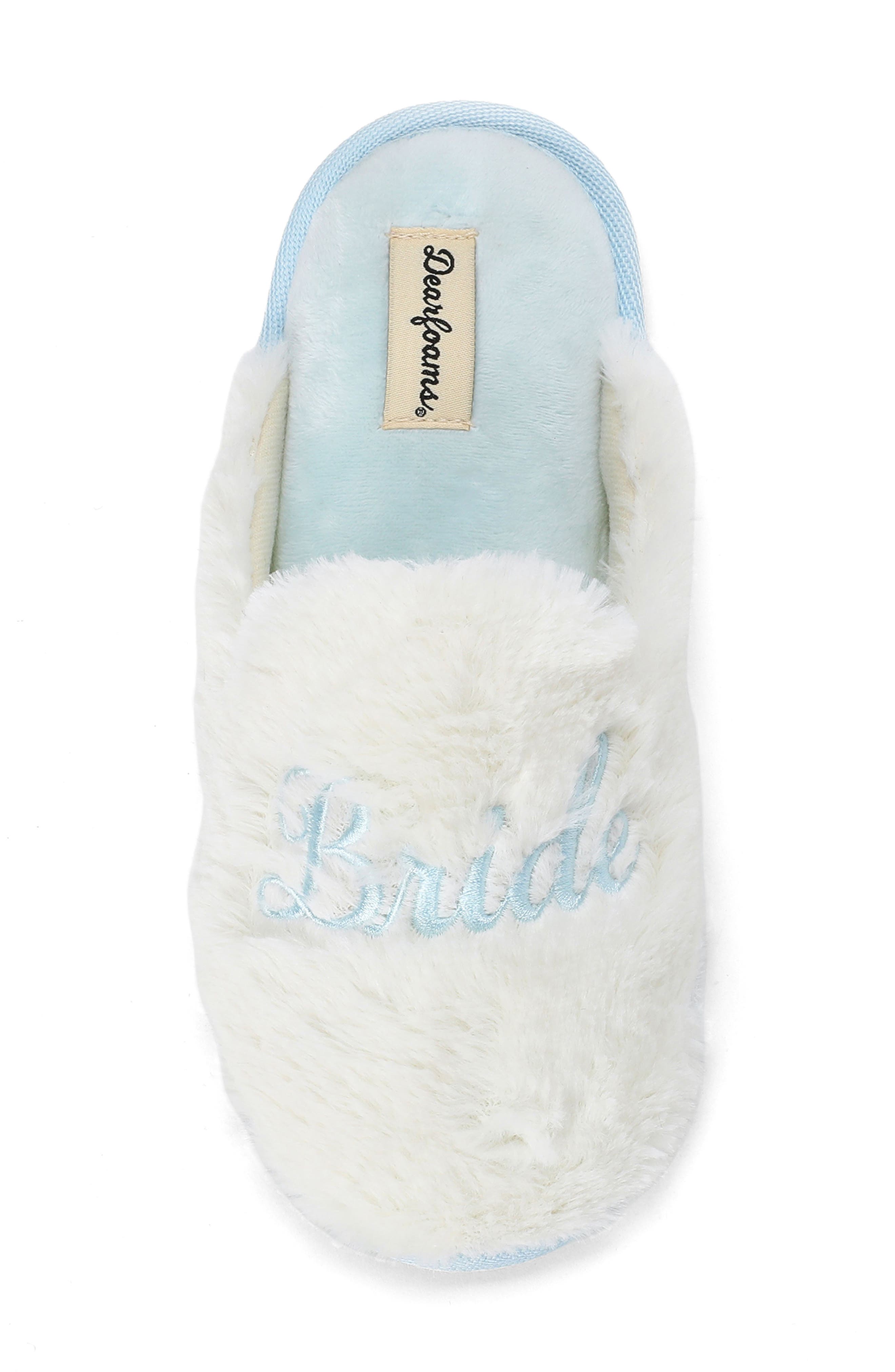 DEARFOAMS Bride Faux Fur Slipper, Alternate, color, Cream