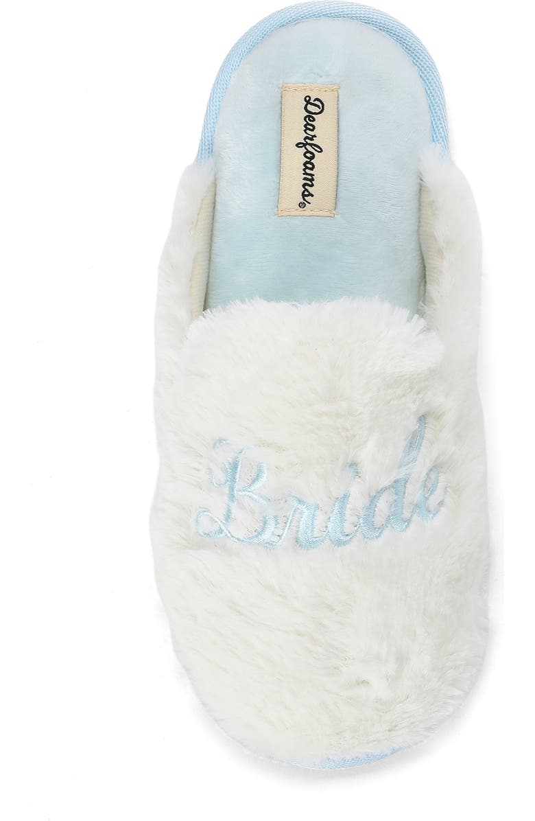 DEARFOAMS Bride Faux Fur Slipper, Alternate, color, Cream