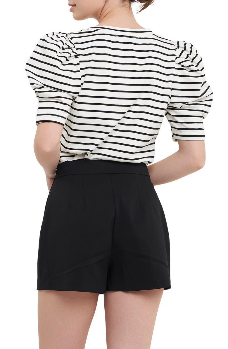 English Factory Stripe Pleated Puff Sleeve T-Shirt, Alternate, color,