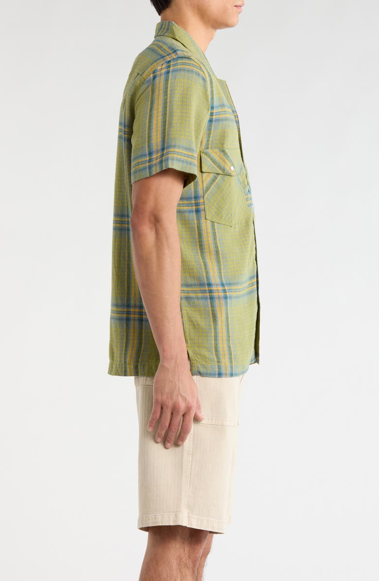Seager Co Whippersnapper Short Sleeve Snap-Up Shirt, Alternate, color, Moss Grid Plaid