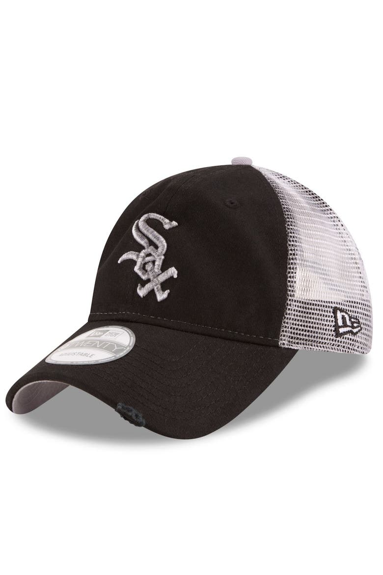 Men's New Era Black Chicago White Sox Team Rustic 9TWENTY Trucker Adjustable Hat, Main, color, Black