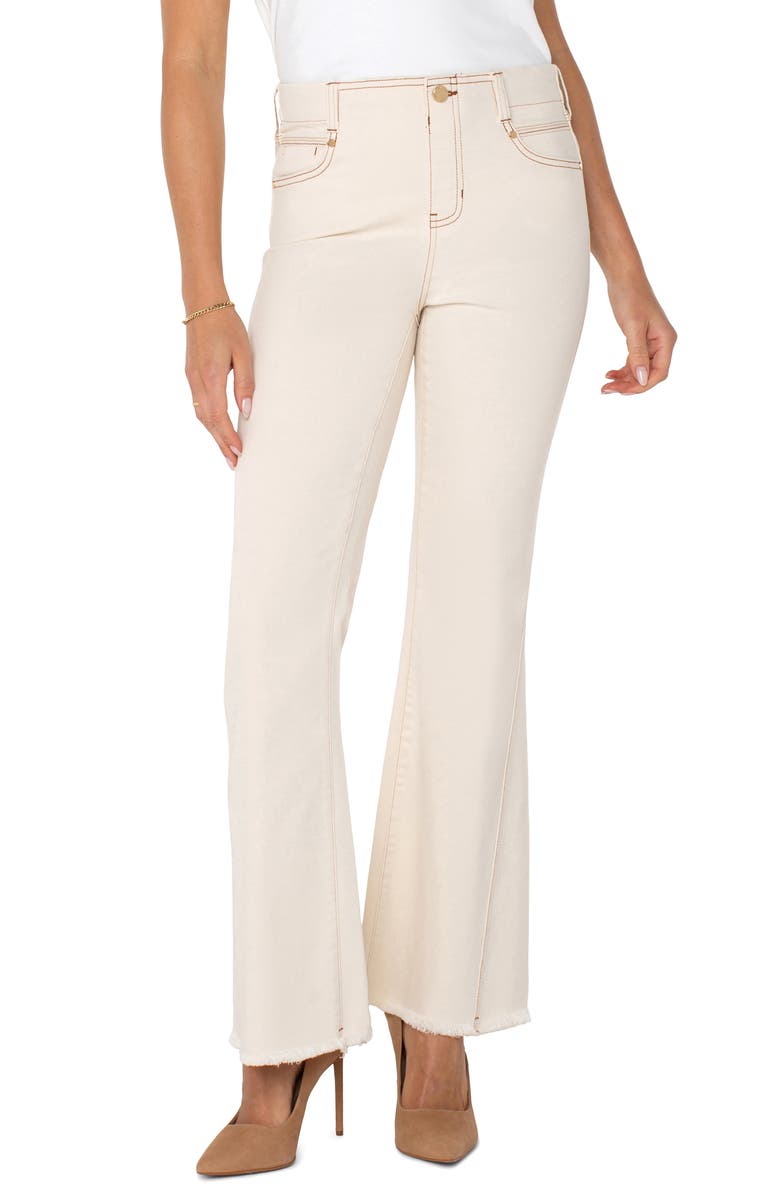 Liverpool Los Angeles Gia Glider Frayed Pull-On Flare Jeans, Alternate, color, 