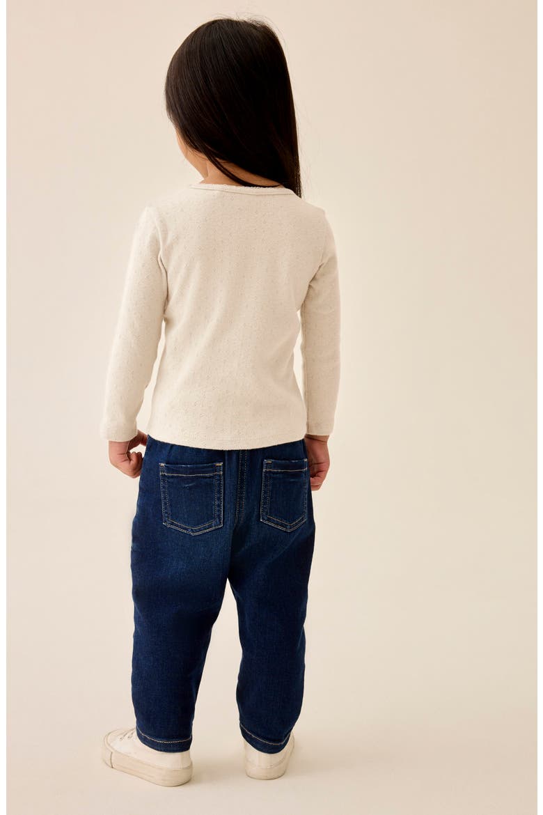 Kids' Long Sleeve Cotton Pointelle Top, Alternate, color, WHITE