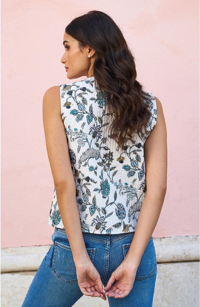 Yumi Floral Reversible Quilted Vest Jacket, Alternate, color, White