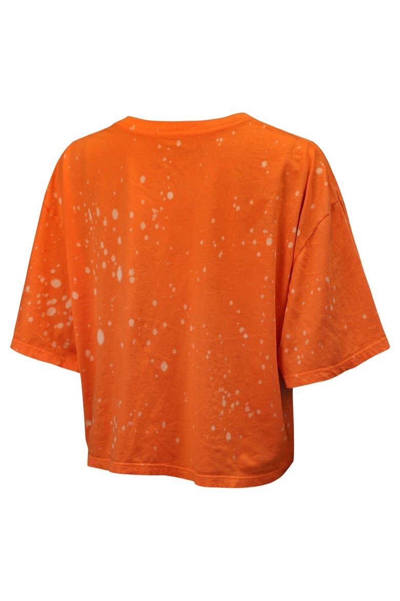 Women's Majestic Threads Orange Cleveland Browns Bleach Splatter Notch Neck Crop T-Shirt, Alternate, color, Orange