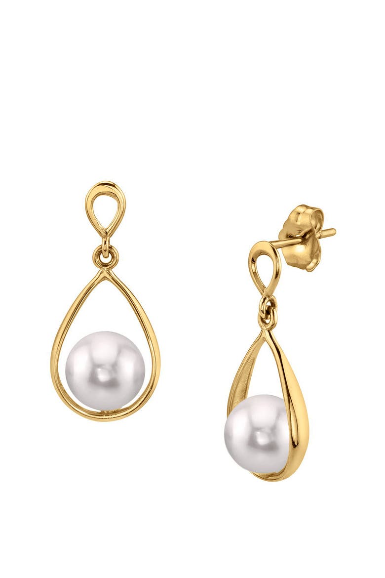 Japanese Akoya Pearl Jess Earrings, Main, color, Yellow Gold