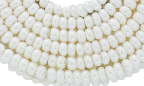 Panacea White Seed Bead Oval Drop Earrings In White