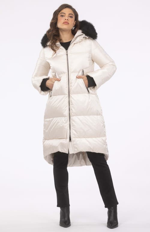 Gorski Apres-ski Long Coat With Detachable Trim In White