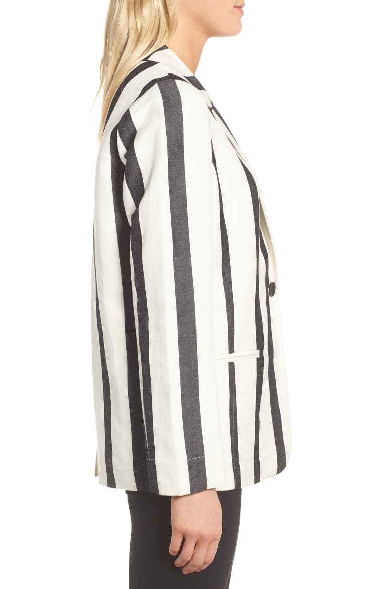 Stripe Blazer, Alternate, color, BLACK- IVORY BOLD STRIPE