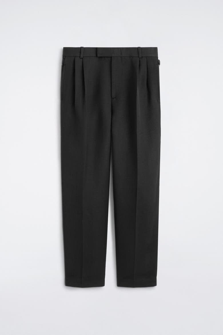Pleated Wool-Blend Relaxed-Fit Tapered Pants, Alternate, color, BLACK
