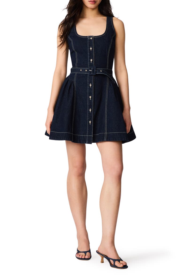 Maila Button-Down Denim Minidress, Main, color, BIJOU BLUE