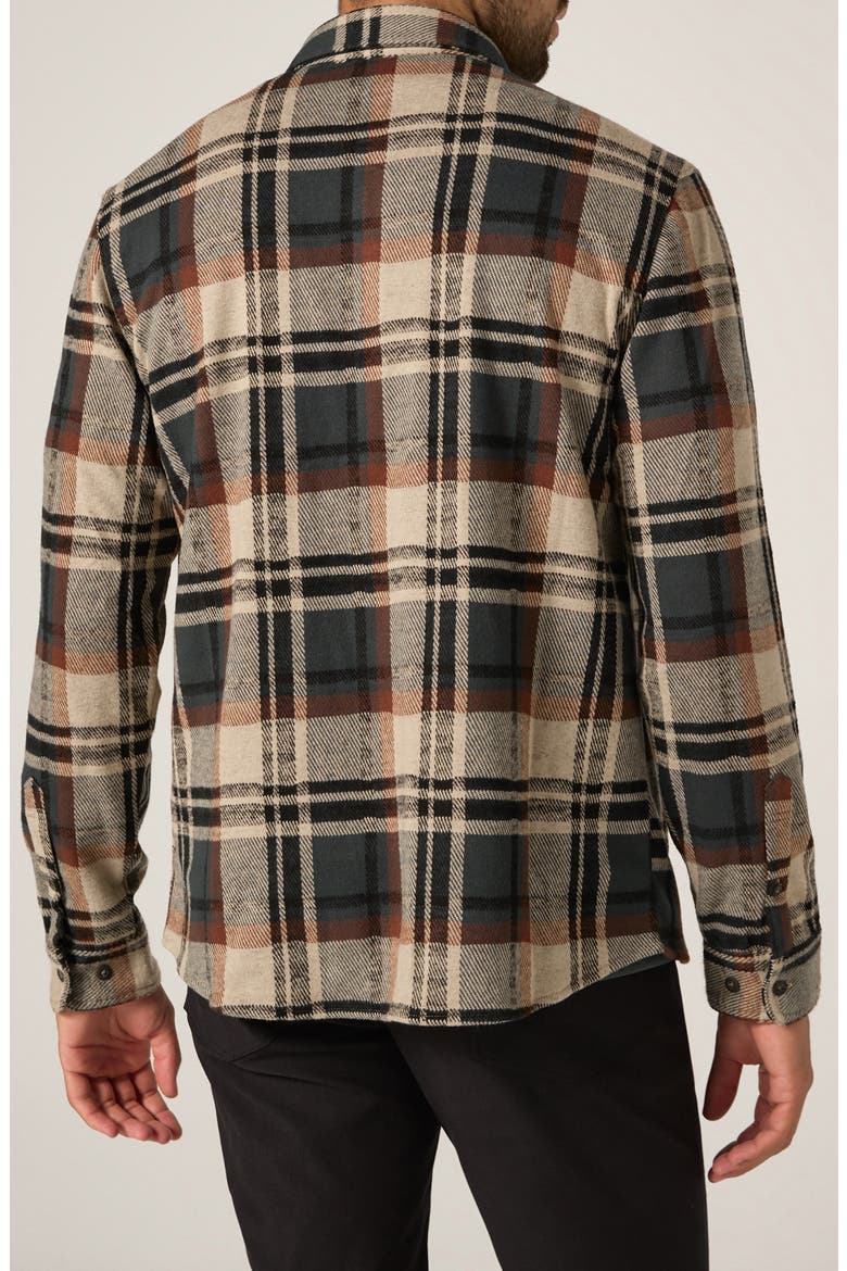 Generation Plaid Stretch Flannel Button-Up Shirt, Alternate, color, PETROL NAVY