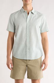 14th & Union Fish Print Linen & Cotton Short Sleeve Shirt