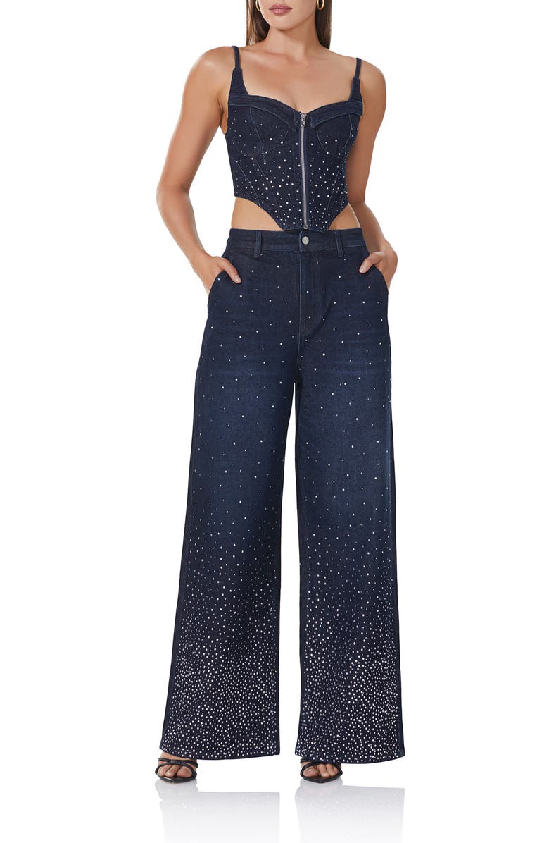 AFRM Ronny Rhinestone Wide Leg Jeans, Alternate, color, 