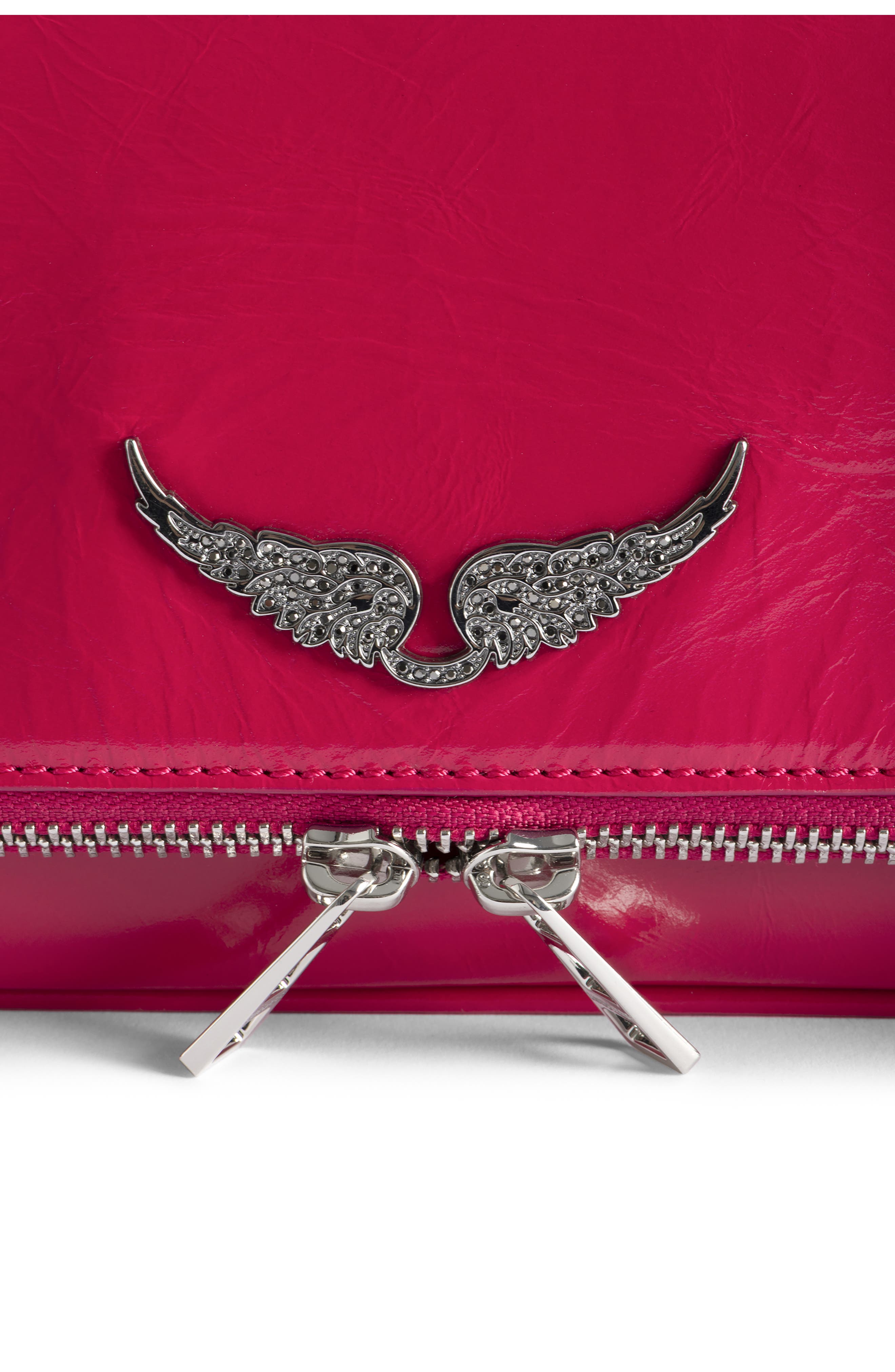 Zadig & Voltaire Rock Vintage Patent Crossbody Bag, Alternate, color, 