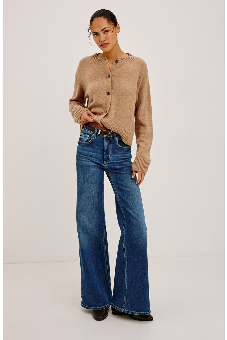 Carre Cotton Blend Cardigan, Alternate, color, HEATHER CAMEL