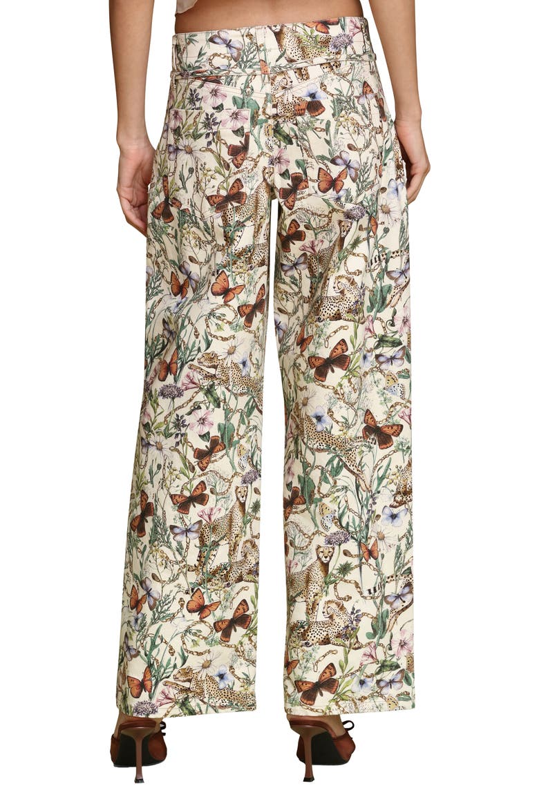 Belted Wide Leg Stretch Denim Pants, Alternate, color, ECRU CHEETAH SCARF
